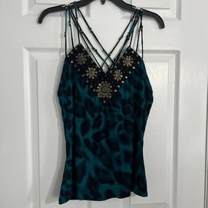 CARINA WOMENS STRPPY BEADED BLOUSE SIZE MEDIUM